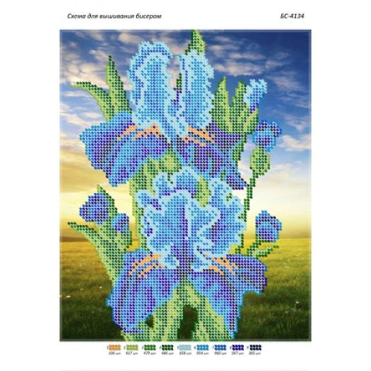 БС-4134 Голубые ирисы. Схема для вышивки бисером ТМ Сяйво